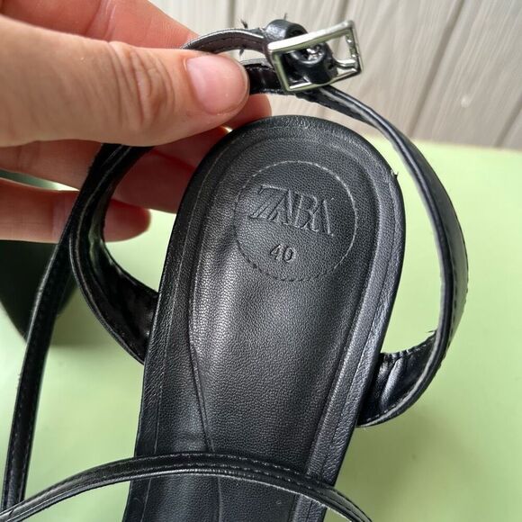 Zara Black Chunky Platform Heels Size 40 | Bubble Sole Ankle Strap Sandals - Picture 5 of 12